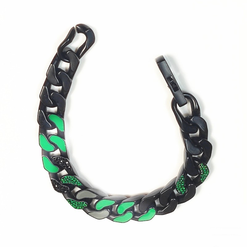 

jewelry designer bracelet for women charm channel luxury love bangle INS Hip hop fashion simple black chain green gem bake paint personality trend Cuban bracelets