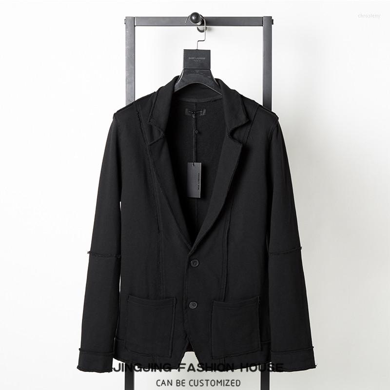 

Men' Suits Autumn/winter 2022 Fur-trimmed Dark Men' Slim Suit Stylish Small Black Blazer