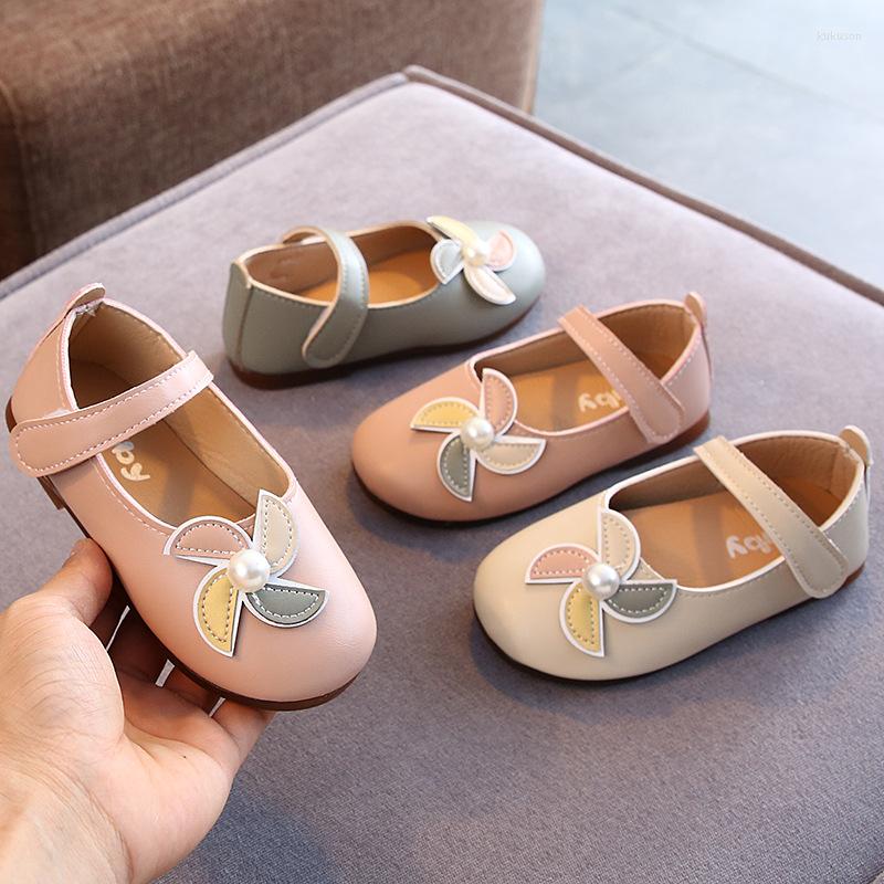 

Athletic Shoes 2022 Autumn Children's Girls Leather Peas Princess Student Casual Flats Baby Cute Fashion Pearl Chic 21-30, Pink