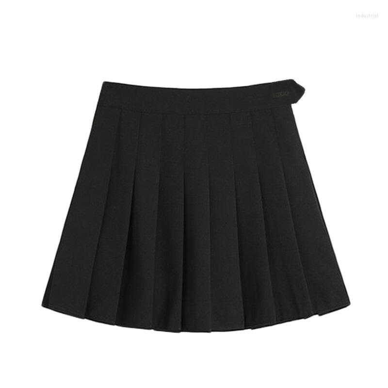 

Skirts Khaki Pleated Skirt Women's High Waist Slim A-line Black All-match College Style Anti-glare