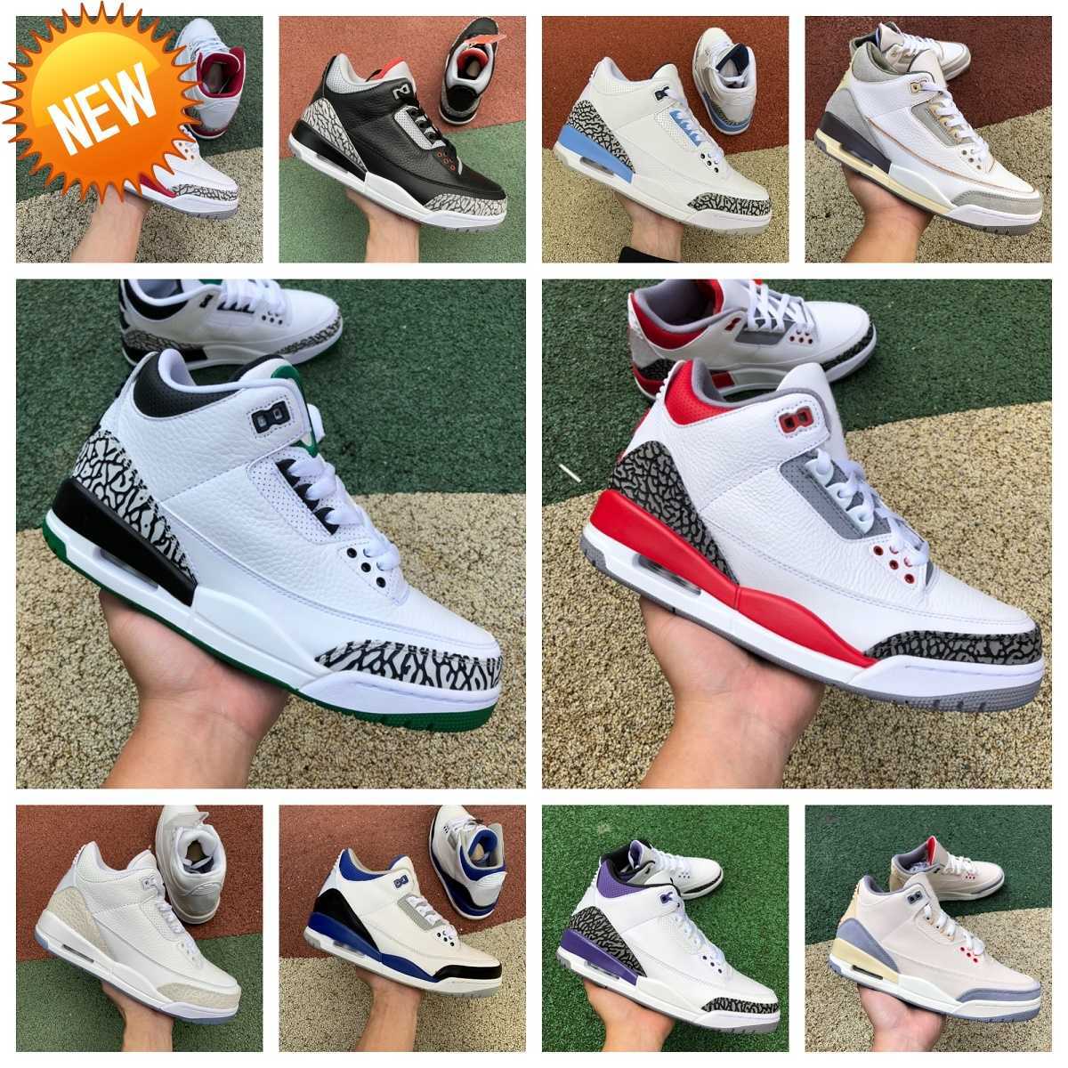 

NEW Jumpman 3 3s Mens Basketball Shoes OG Fire Red Neapolitan Dark Mocha Muslin Kumquat Cardinal Red Black Cement Racer Blue Fragment UNC, E005