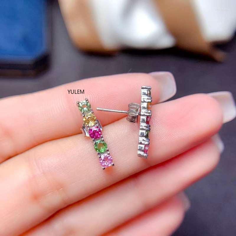 

Stud Earrings YULEM Fashion Style Luxury Natural Tourmaline Real 925 Sterling Silver For Women Beach Travel