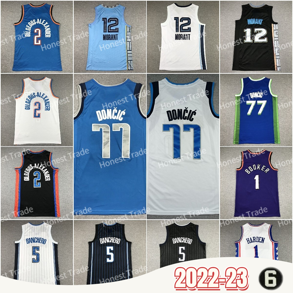 

New Luka Doncic Basketball Jersey Shai Gilgeous-Alexander Blue Devin Paolo 5 Banchero Ja Morant Booker 1 Harden Mens Jerseys Stitched White Purple, Men jersey