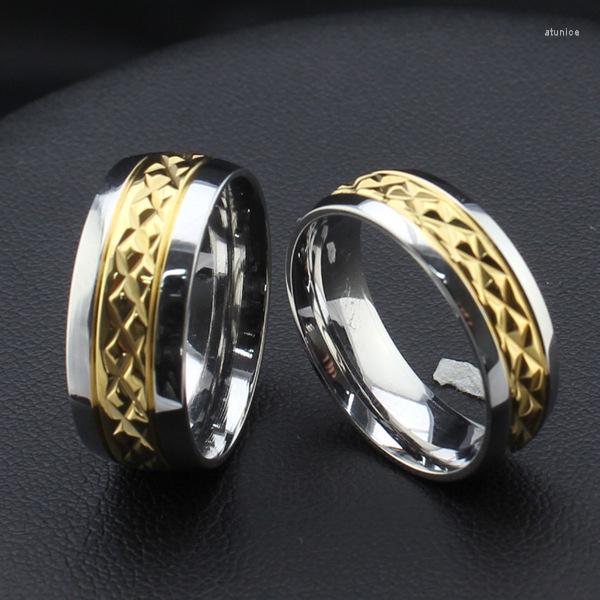 

Wedding Rings Tassina Couple For Lovers Stainless Steel Ring Gold Color Cutting Flower Jewelry Provide Mix TACR-007G