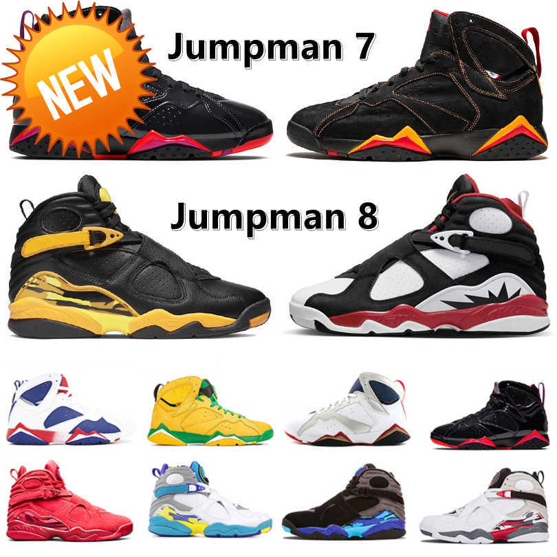 

NEW Jumpman 7 8 Men Basketball Shoes 7s Citrus Bordeaux Topaz Mist Patent Leather Flint 8s Paprika Taxi Aqua Raid South Beach Three Peat, Color#6