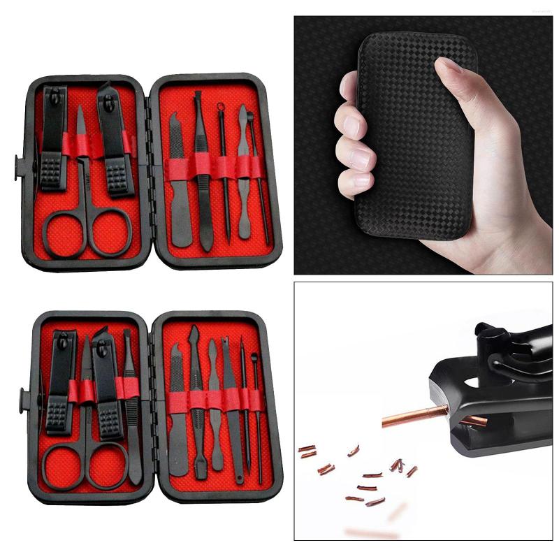 

Nail Art Kits 10Pcs Travel Home Manicure Stainless Clippers Tool Set With Case Pedicure Kit Grooming
