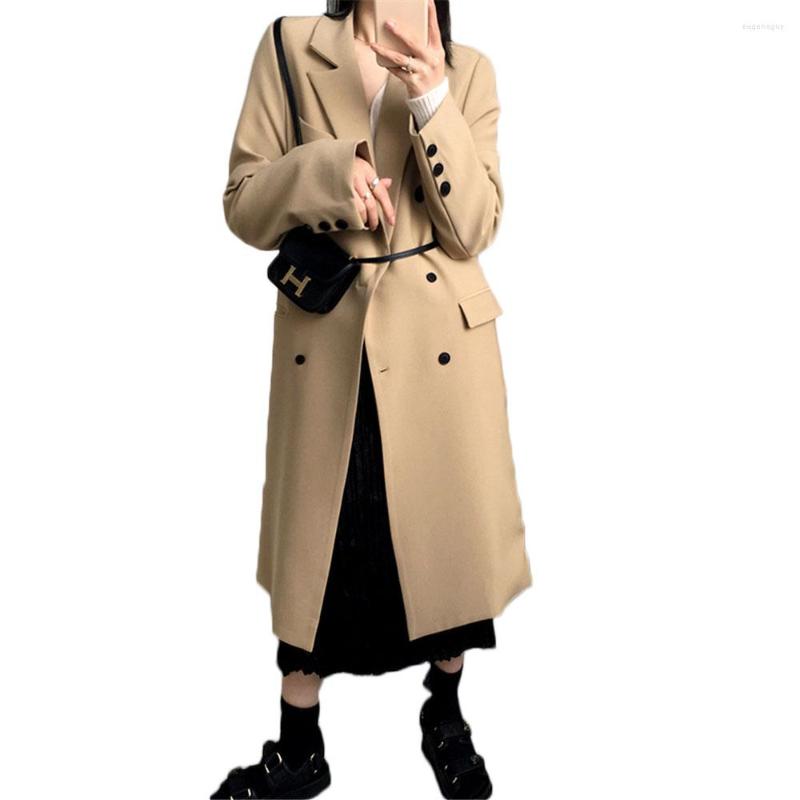 

Women' Suits WSYORE Spring And Autumn Loose Wild Long Blazer Jacket Women Korean Casual Slim Houndstooth Windbreaker Trench Coat NS2743, Black