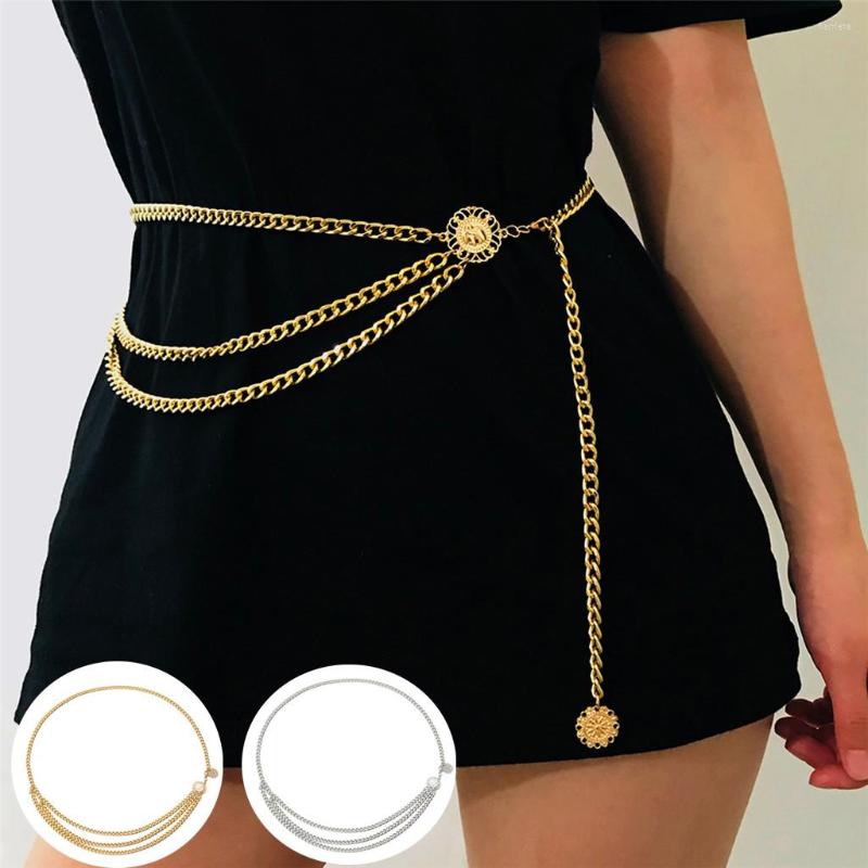 

Belts 2022 Summer Vintage Women Waistband Metal Waist Chain Belt Wide Gold Coins Tassel Band High Quality A716, Black