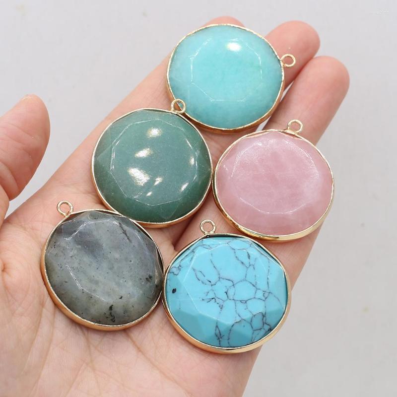 

Charms Style Pendant Natural Stone Turquoise/Rose Quartz Faceted For Jewelry Making DIY Necklace Bracelet Accessory