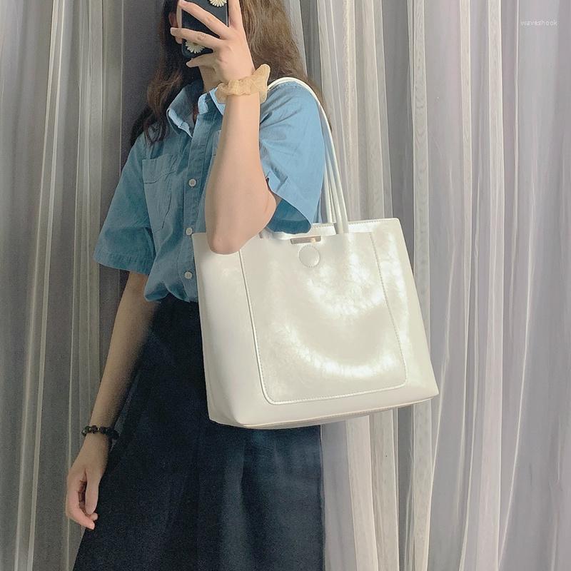 

Evening Bags Women's Shoulder Bag White Large Capacity PU Soft Leather Female Handbags For Student Big Travel Shopping Totes, Black
