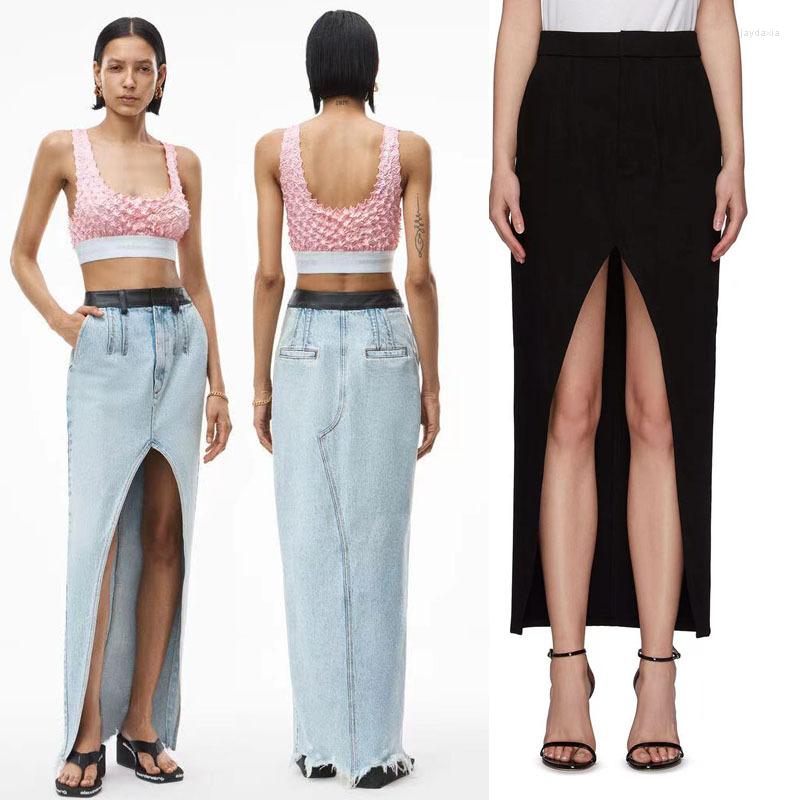 

Skirts 2022Trendy Luxury Design Spring Summer Fashion Classic Casual Versatile Brand Split Denim Skirt Women A2