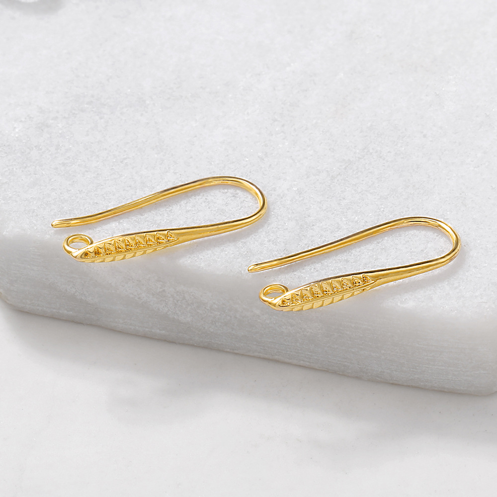 

18K Gold Plated Leaf Earring Hooks U Shape French Ear Wires 8x21mm DIY Earrings Making Supplies Wholesale