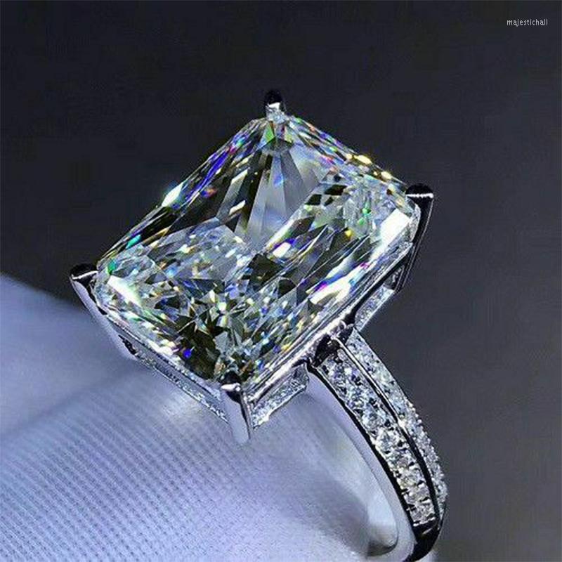 

Wedding Rings Fashion Cubic Glass Filledia For Women Luxury Square Filled Stone Ring Bridal Engagement Party Anniversary Jewelry