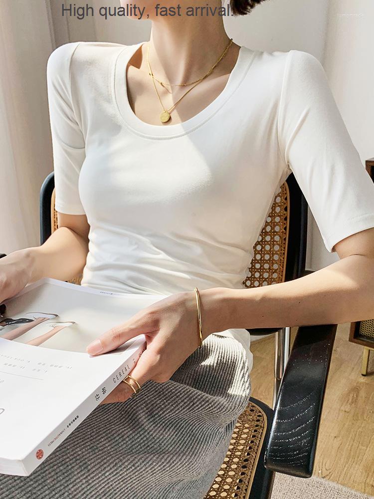 

Women' T Shirts White Korean Style Half-Sleeve T-shirt Women' Short Sleeve Summer Modal Undershirt Inner Wear Half Shirt Thin, Black