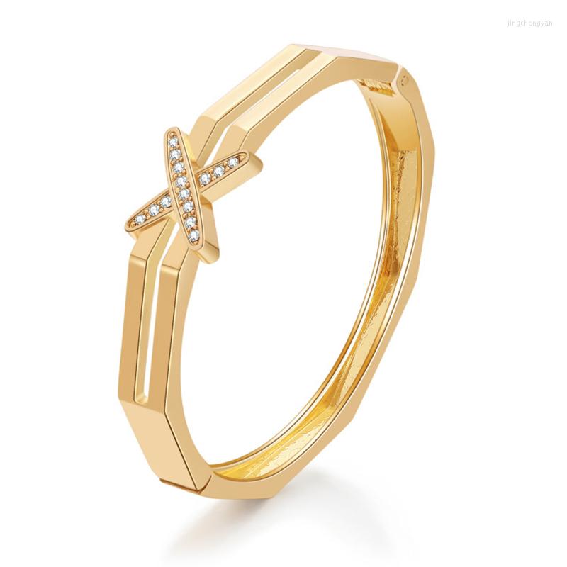 

Bangle Classic Jewelry Letter X Crystals Bangles & Bracelet For Women Cross Design Fashion Bijoux Couple Gift