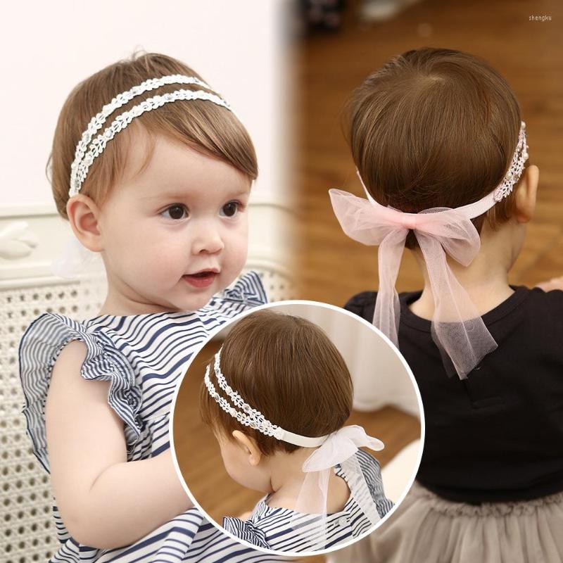 

Hair Accessories Baby Lace Headbands Kawaii Princess Bow Headwraps For Girls Children Born Pography Kids, White