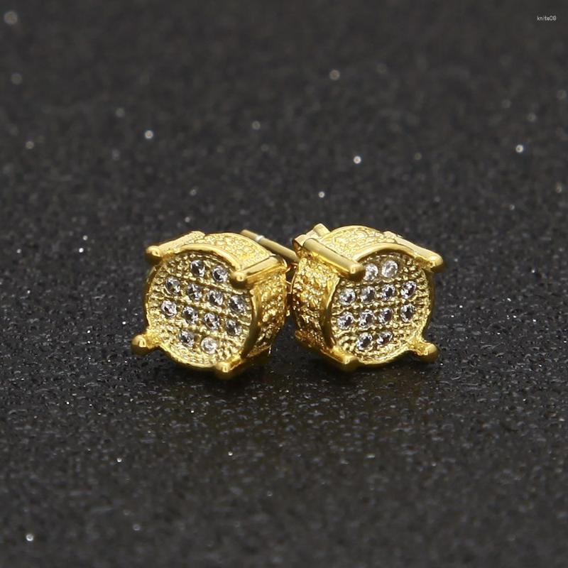 

Stud Earrings Round Shape Bling Iced Out Cubic Zircon Mirco Pave Prong Setting Brass Fashion Hip Hop Jewelry BE001