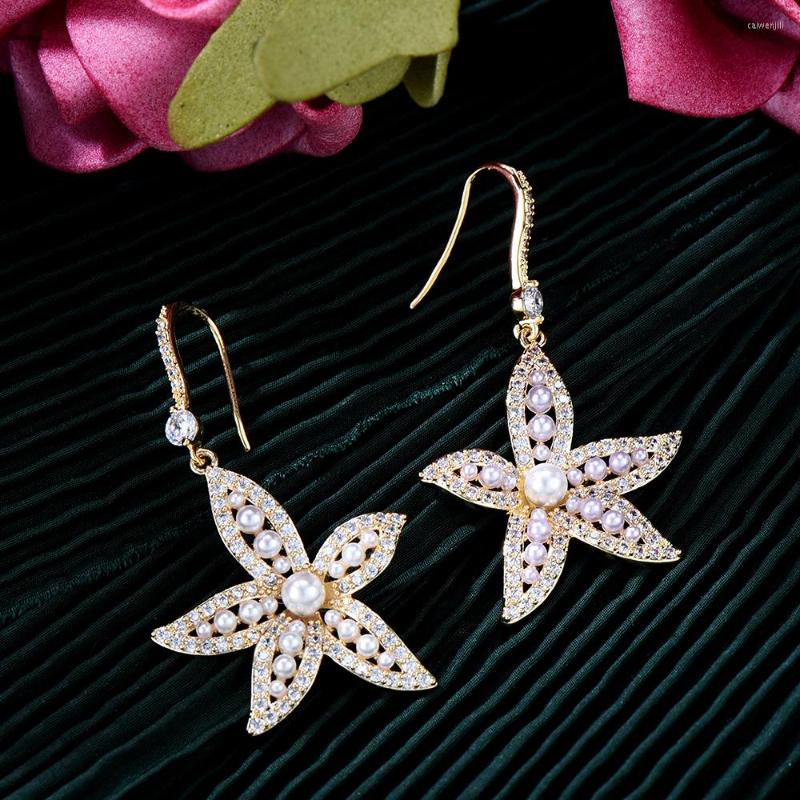 

Dangle Earrings GODKI Hiphop Punk Pearl Bowknot Earring For Women Wedding Cubic Zircon Dubai Bridal Costume Jewelry 2022 Summer Party