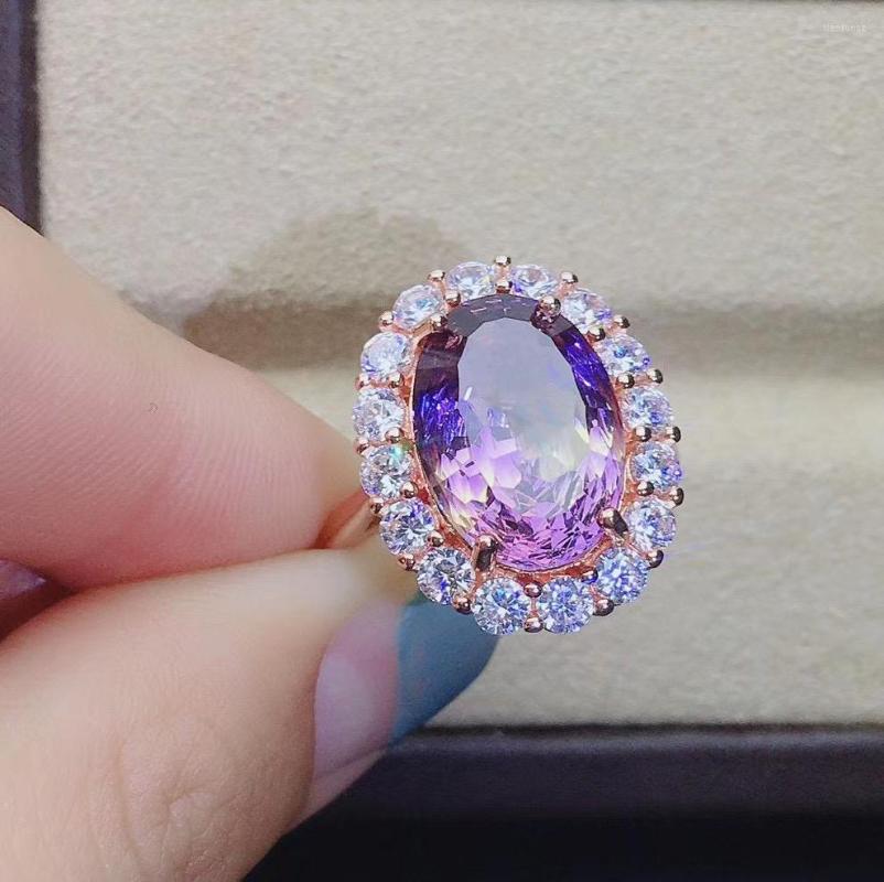 

Cluster Rings Natural And Real Ametrine Ring 925 Sterling Silver Fashion Female Anniversary Jewelry