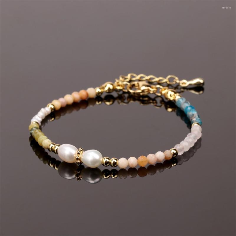

Charm Bracelets EYIKA Bohemian Mix Color Semi-precious Stone And Metal Beads Pearl Charms Bracelet Women Handmade Pulseras Fashion Beach