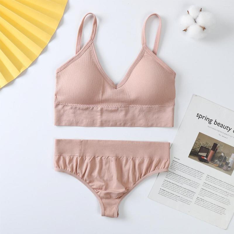 

Bras Sets 2Pcs/set Women Bra Panti Push Up Sports Sexy Seamless Yoga Thong Lingerie Set Fitness Crop Top Jogging Underwear2022, Caramel colour set