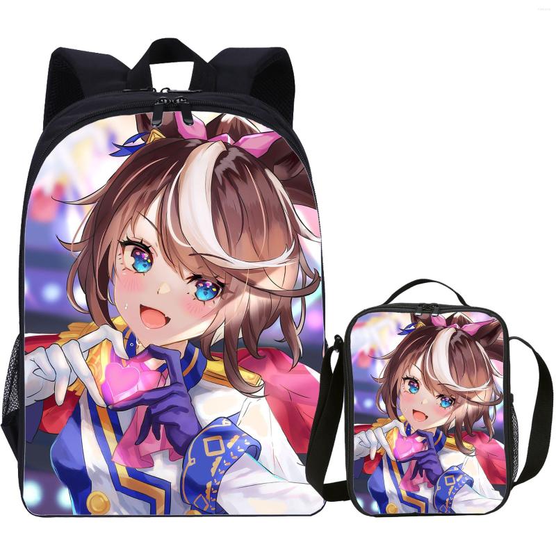 

School Bags Pretty Derby Backpack Boys Girls With Lunch Box Kids Game Cartoon Travel Schoolbags And Cooler Bag Suit Print
