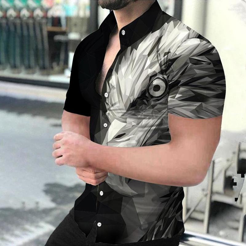 

Men's Casual Shirts Luxury Social Men Turn-down Collar Buttoned Shirt Eagle Print Short Sleeve Tops Men's Clothing Prom Party Cardigan, Dx-1431