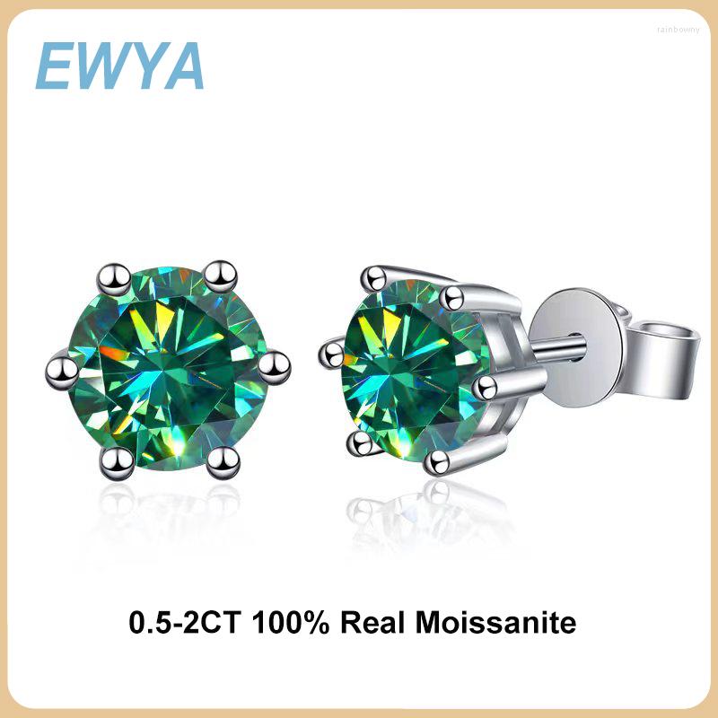 

Stud Earrings EWYA Real 0.5 1 2ct Colored Moissanite For Women 925 Sterling Silver Ear Studs Fine Jewelry Gifts Wholesale