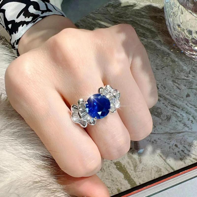 

Wedding Rings Dark Blue Geometric Floral Zircon For Women Prom Party Fashion Jewelry Accessories Valentine's Day Gifts D1540