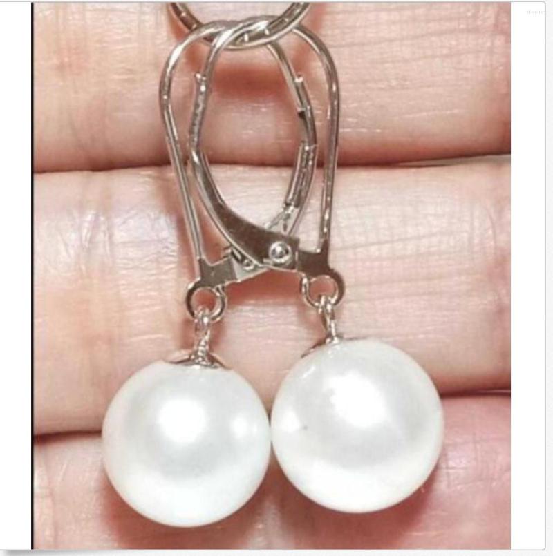 

Dangle Earrings A Pair 10-11mm South Sea Round White Pearl Earring 925silver