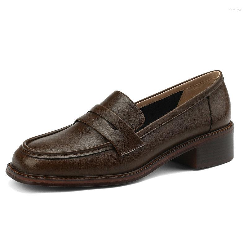 

Dress Shoes Basic Classic Women Pumps Spring Autumn Office Ladies Casual Retro Concise Genuine Leather Med Heels Woman, Beige