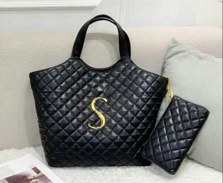 

luxury 2pcs/set Shoulder Bag Designer Composite Totes Handbag Diamond Women Big Logo Simple Crossbody Messenger Shopping Bags Wallet, Black