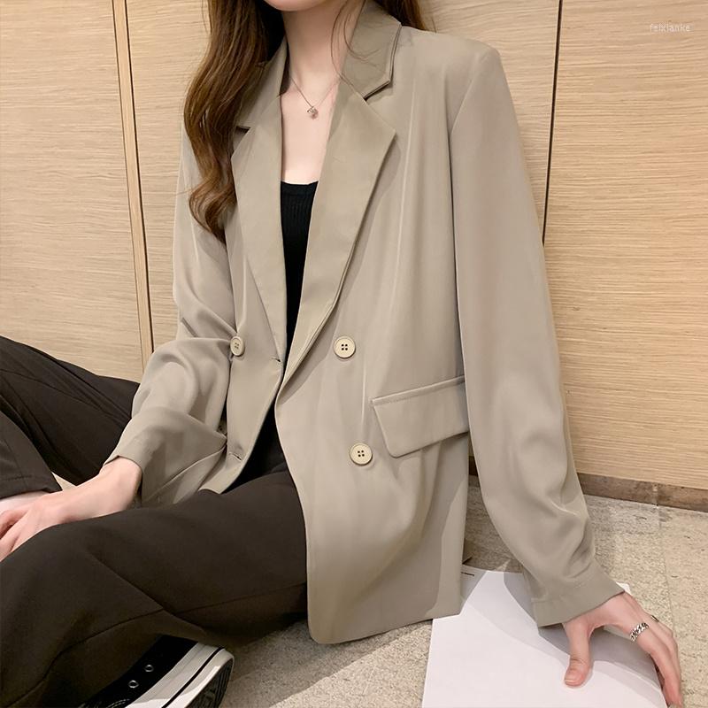 

Women' Suits Double Breasted Blazer Suit Korean Oversized Jackets Women Office Lady Loose Work Coat Vintage Elegant Outwear, Black