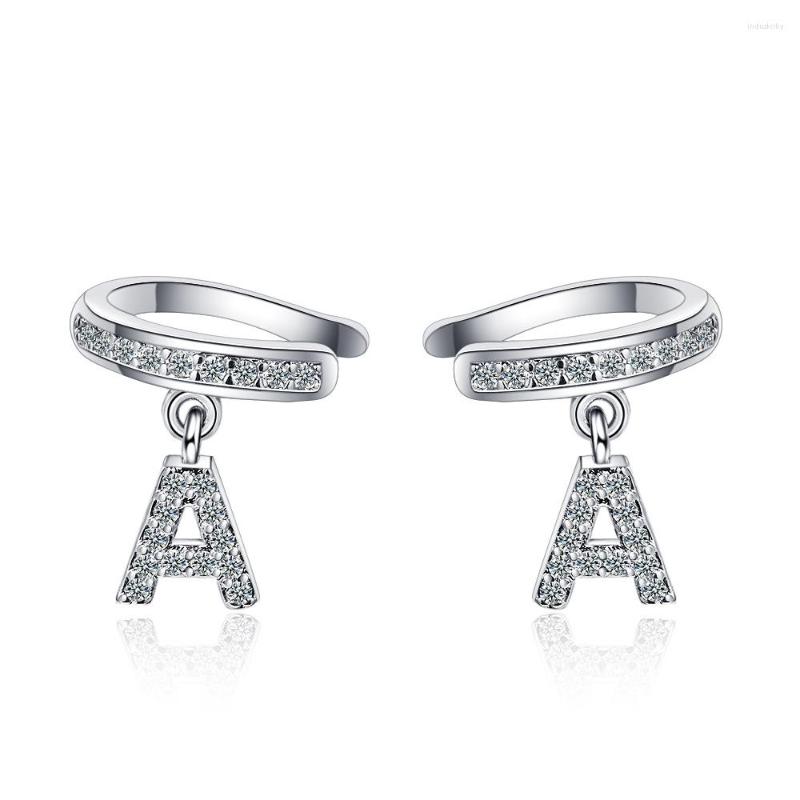 

Backs Earrings WANGAIYAO Ear Clip Female Simple Fashion Inlaid No Pierced Personality Letter Temperament Bone Jewelr