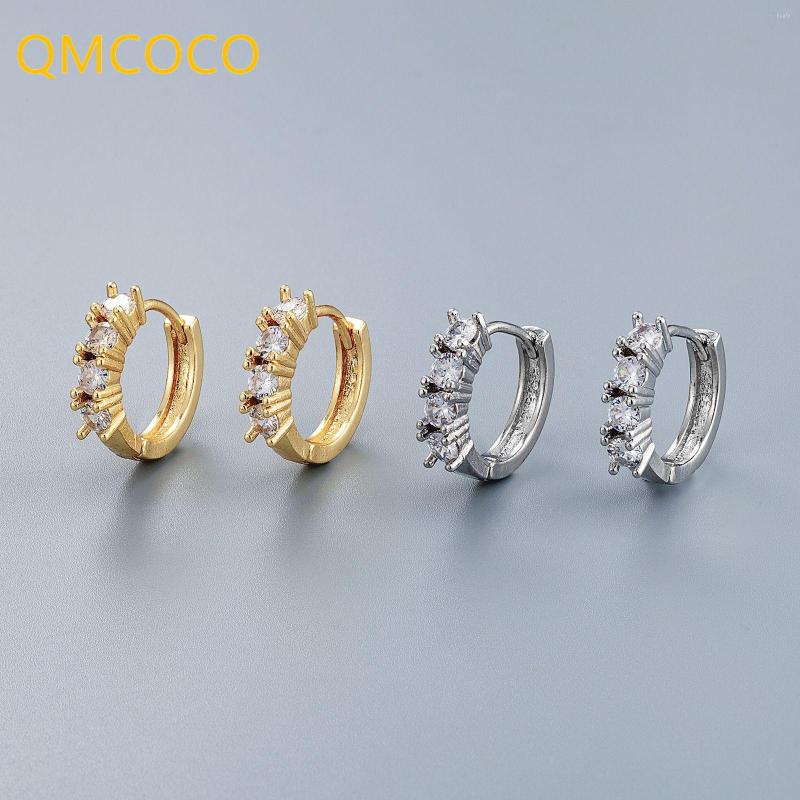 

Hoop Earrings QMCOCO Silver Color Simple Zircon Fashion Jewelry Korean INS Style Trendy Fine For Women Girl Party Gifts