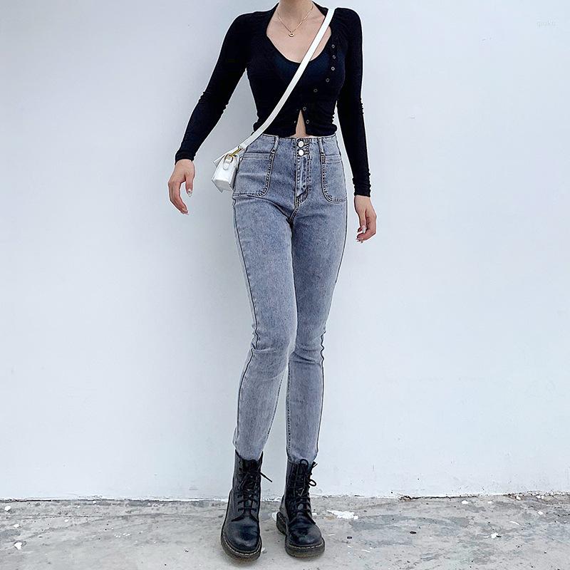 

Women' Pants Women Stretch Jeans High Waist Skinny Autumn Retro Washed Elastic Slim Trousers Casual Pencil, Blue