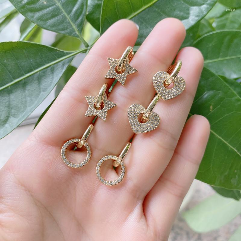 

Hoop Earrings 5pairs/lot Trendy Statement Zirconia Round Heart Star