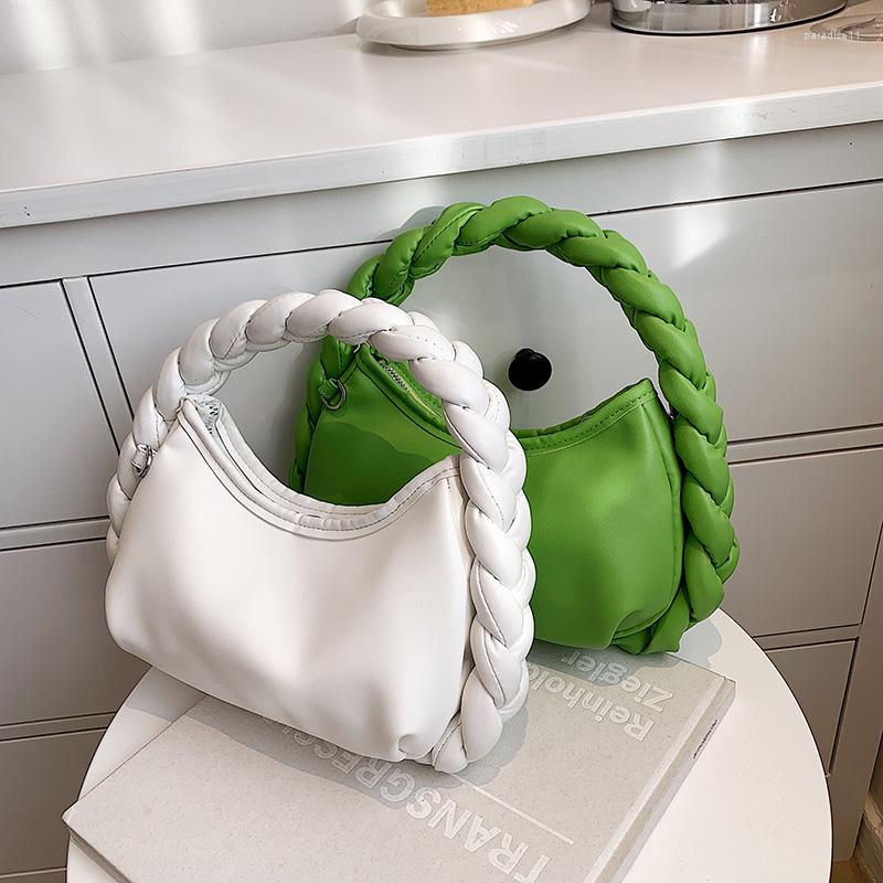 

Evening Bags 2022 Fashion Woman Bag Weave Handle Cute Design Handbag Leather Clutch Purse Small Shoulder For Chain Crossbody, Pink