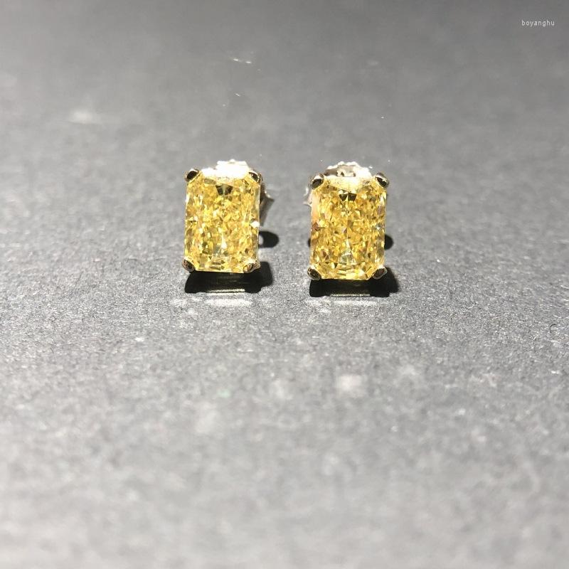 

Stud Earrings Luxury Yellow Zircon For Women Fashion Silver Color Girls Jewelry Cute Noble Ladies