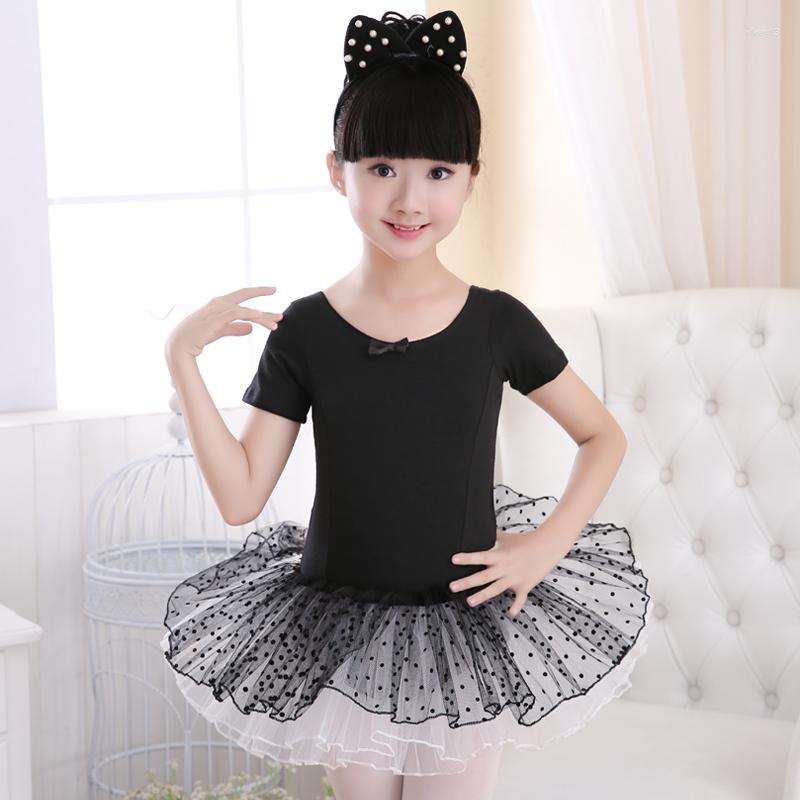 

Stage Wear 2022 Girls Ballet Tutu Dress Kids Gymnastics Dance Tulle Skirted Leotards Pink Black Swan Lake Costumes With Dot Tutus, Pink long sleeve