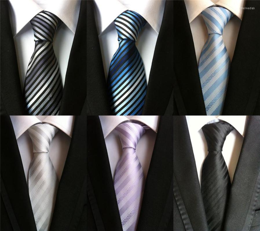 

Bow Ties Style Striped Classic Silk Mens Neck 8cm Purple Blue For Men Formal Wear Business Suit Wedding Party Gravatas