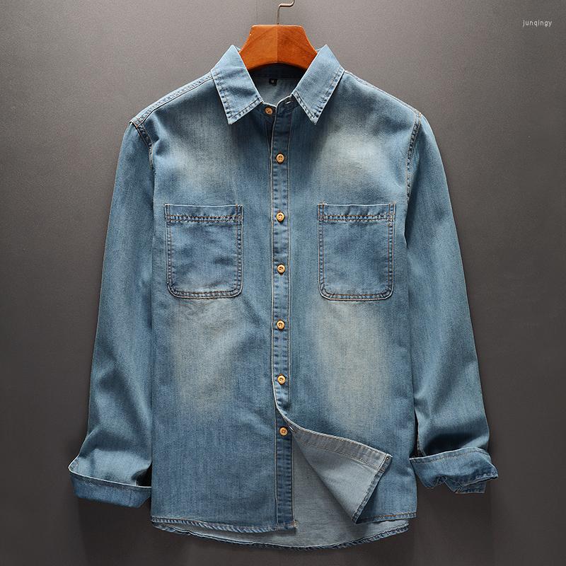 

Men's Casual Shirts Men's Fashion Retro Denim Business Simple All-match Loose Thin Jean, Yy77-1