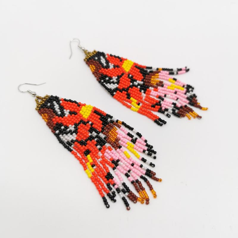 

Dangle Earrings Fringe Hand Knitting Fashion Beaded Flower Geometry Simple Bohemia Female Alloy Rice Bead