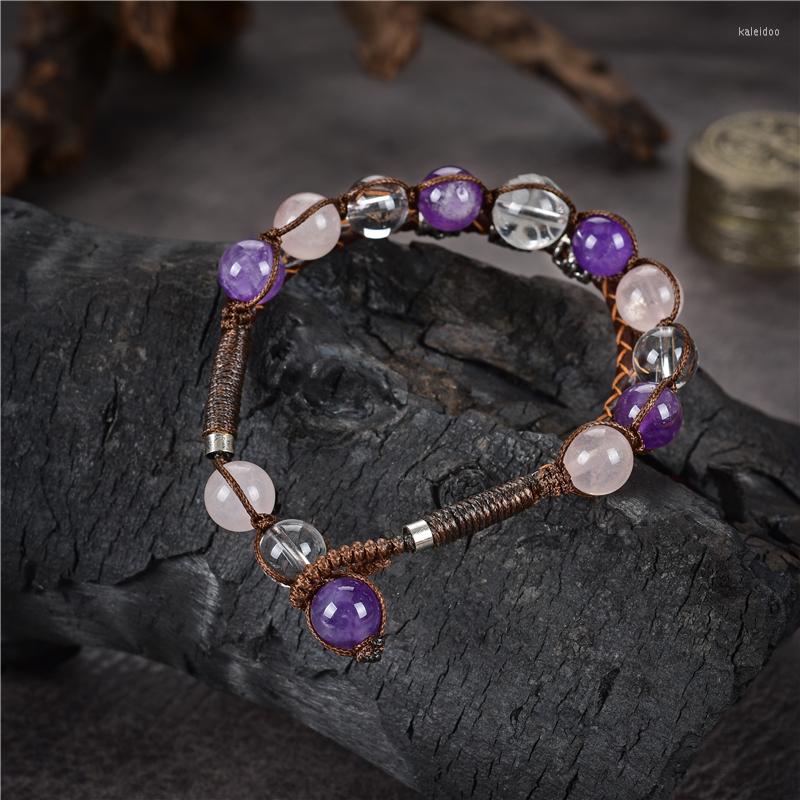

Charm Bracelets Natural Stone Bracelet For Women Leather Agat Amethysts Hematite Turquoises Bangle Braided Multilayer Jewelry B448