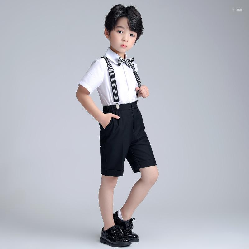 

Clothing Sets Summer Children Fashion 4pcs For Boys England Style Kids Uniforms/ Weddings /Show Suits Clothes 2-12Yrs, As picture