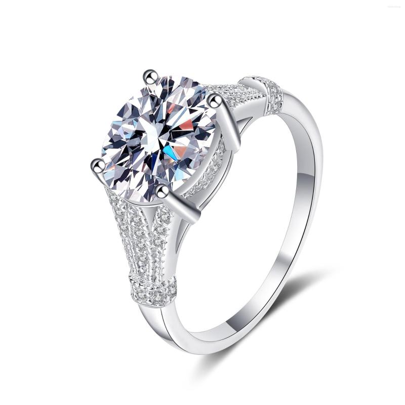 

Cluster Rings Passed Diamond Test Perfect Cut 3CT Dove Egg Shape Moissanite Couple's Engagement Ring 925 Sterling Silver Luxury Jewelry