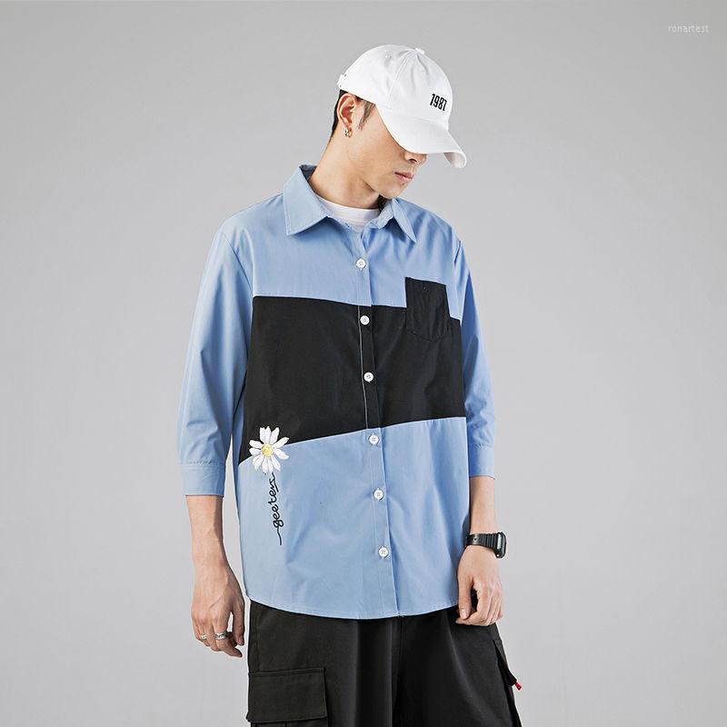 

Men's Casual Shirts VERSMA Korean Chic Flower Printed Short Sleeve Shirt Men Summer Streetwear Oversize Mens Hawaiian 7XL Drop, Black