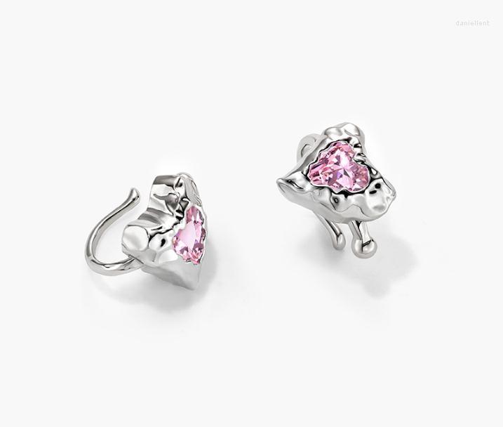 

Backs Earrings Timeless Wonder Zirconia Heart Lave Clip For Women Designer Jewelry Punk Fake Piercing Ins Japan Trendy Korean Mix 6537