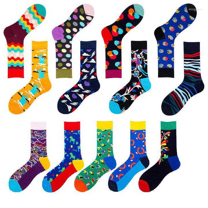 

Men's Socks Spring Lovers HAPPY Abstract Colorful High Top, Dark blue