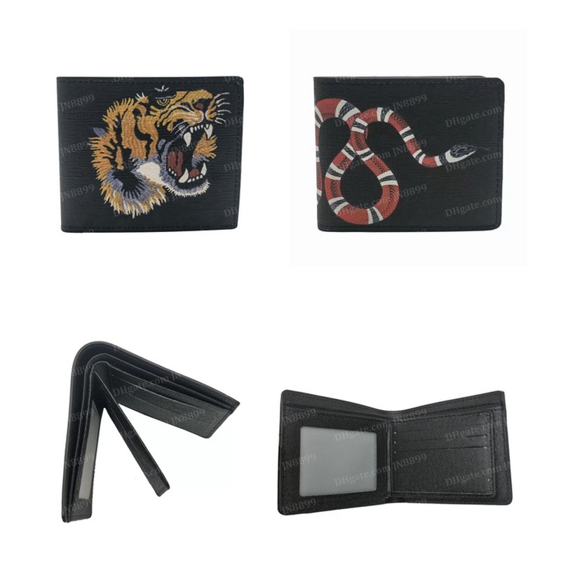 

Fashion Men Animal Short Wallet Leather Black Snake Tiger Bee Wallets Women Purse Wallet Card Holders Purses With Original Box JN8899